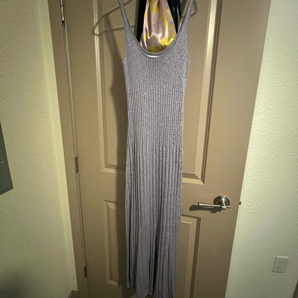NAADAM Gray Ribbed Halter Maxi Gown